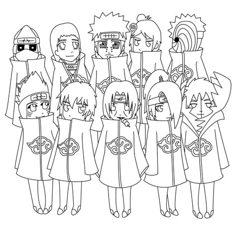 coloriage naruto akatsuki|Coloriage Akatsuki de Anime Naruto